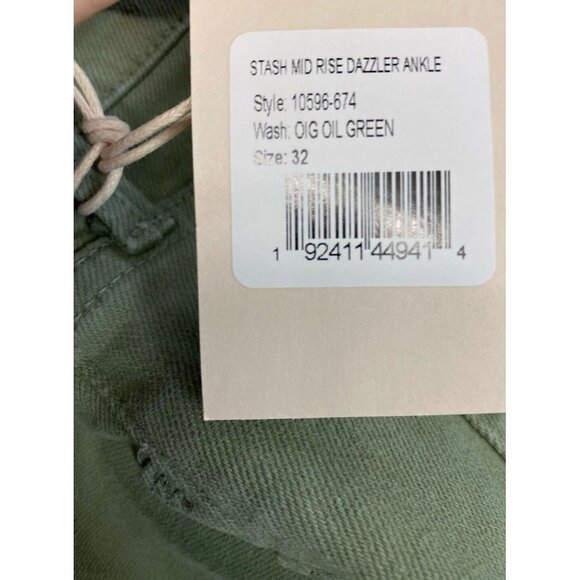 MOTHER Jeans Sz 32 STASH MID RISE DAZZLER Straight ANKLE In oil green New NWOT - Picture 7 of 7